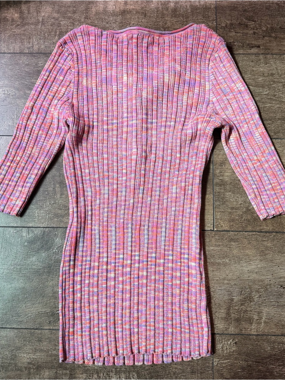 Pink Multicolor Ribbed Henley Knit top - Picture 2 of 6